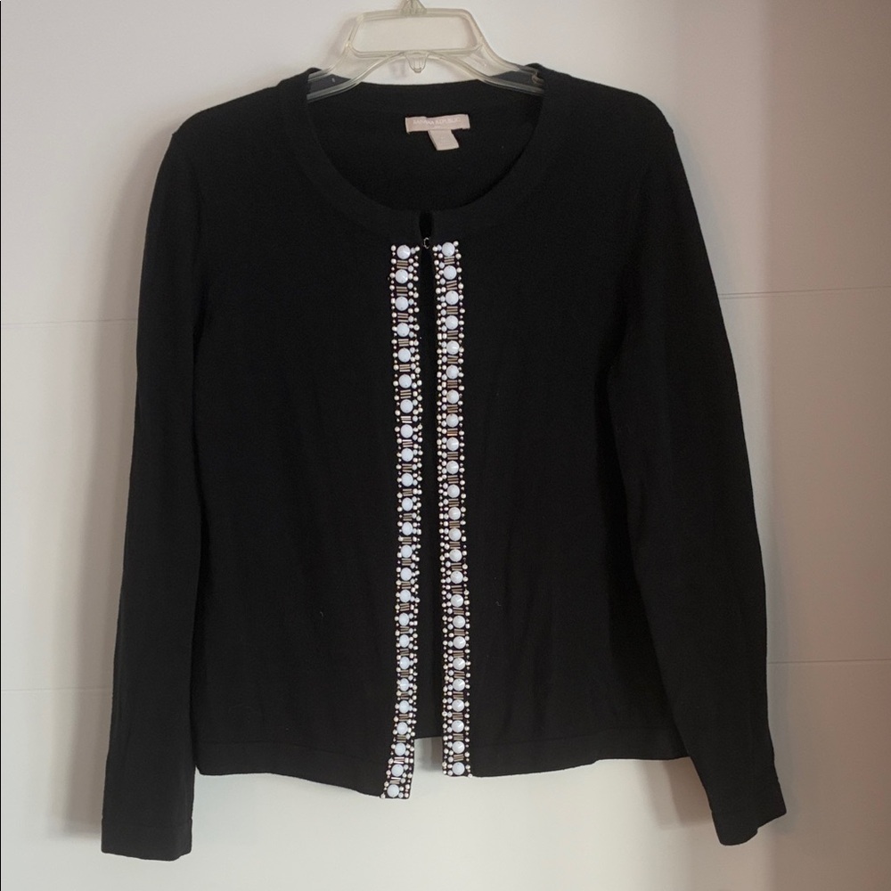Banana Republic Black Embellished Button Down Sweater